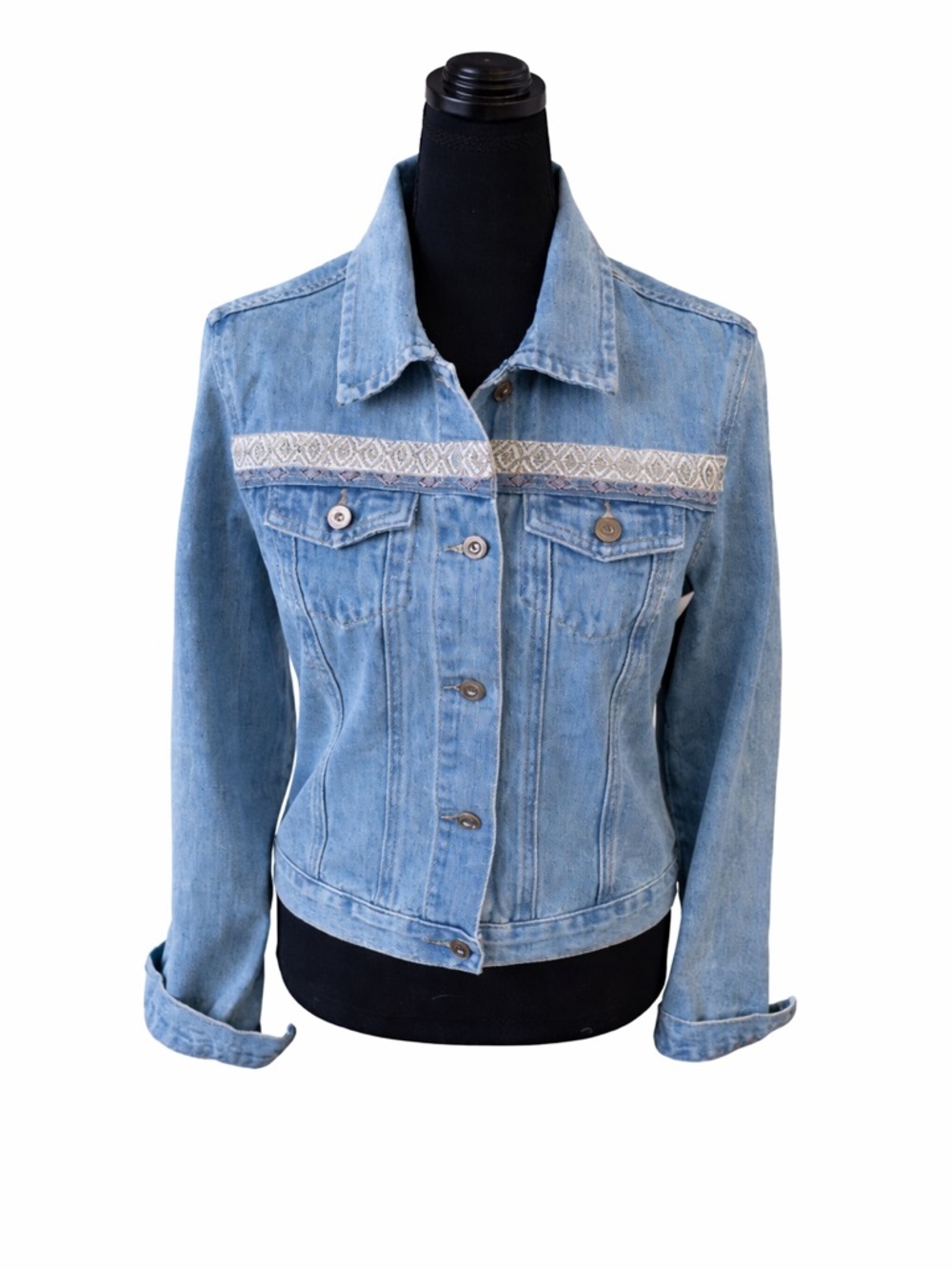 NWT Boom Boom Jeans Embroidered Boho Western Denim Jacket S
